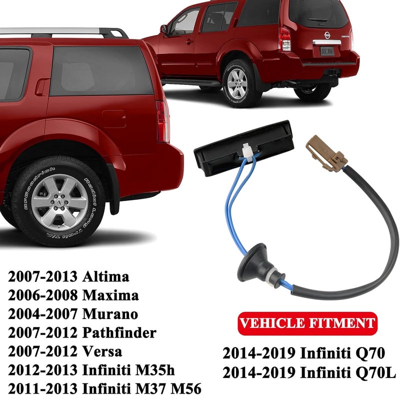 E-Vniko Rear Trunk Lid Release Switch Compatible for Infiniti M35H Nissan Altima Murano Versa Replace Tailgate Open Button Switch Black 25380-ED000 - Image 2